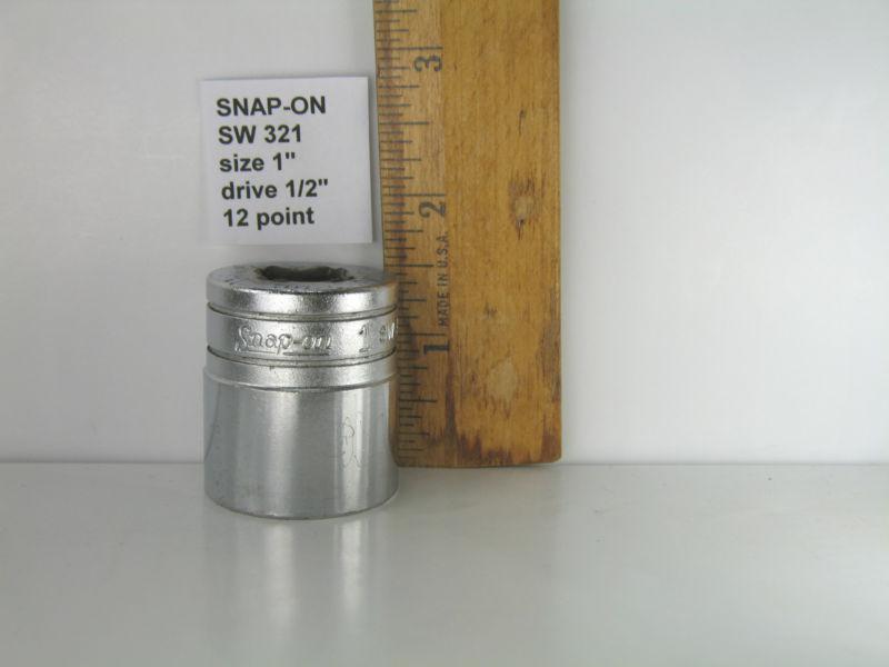 Snap-on sw321 socket, shallow,1", 12-point, 1/2" drive, made in u.s.a.