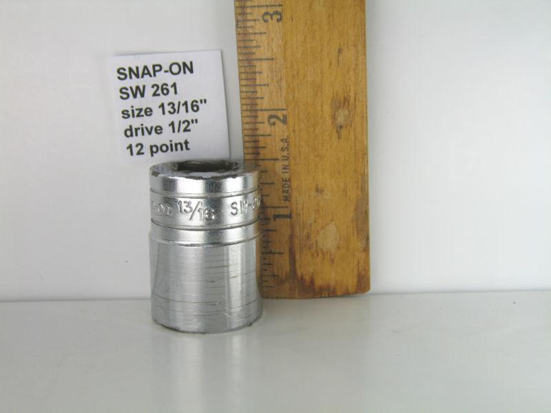 Snap-on sw261 socket, shallow, 13/16", 12-point, 1/2" drive, made in u.s.a.