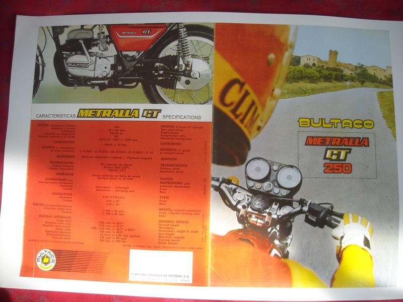Bultaco metralla gt 250 cc, 142m, photocopy factory sales brochure,original size