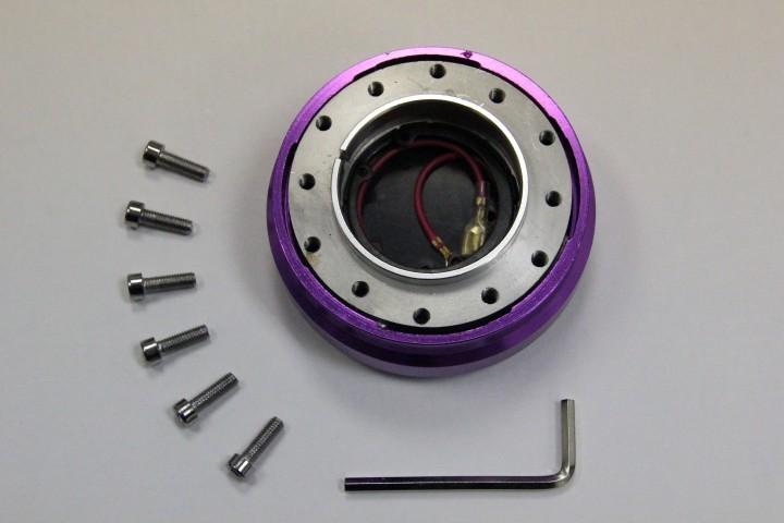 Purple universa 6 hole short hub quick steering wheel release adapter 1.5" thin 