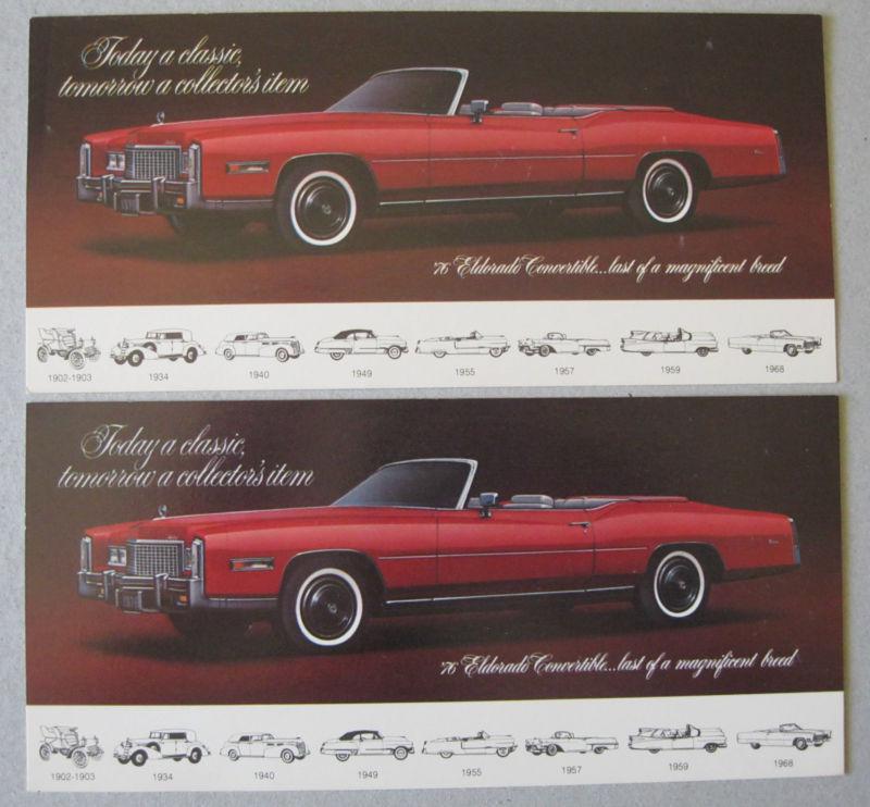 1976 cadillac eldorado gm issued postcard   lot of 2  ***today a classic***