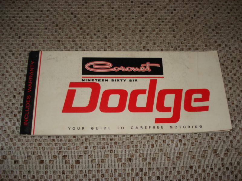 1966 dodge coronet owners manual original glove box book 