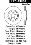 Centric parts 125.39038 front performance rotor