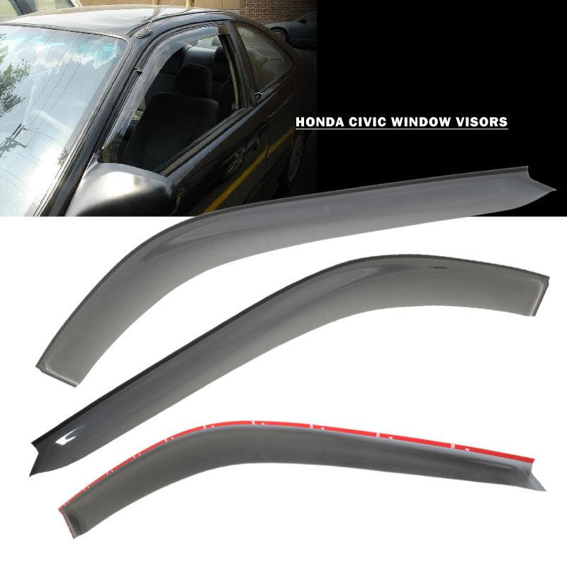 1996-2000 honda civic 2dr 2d window shade vent visors (3m)