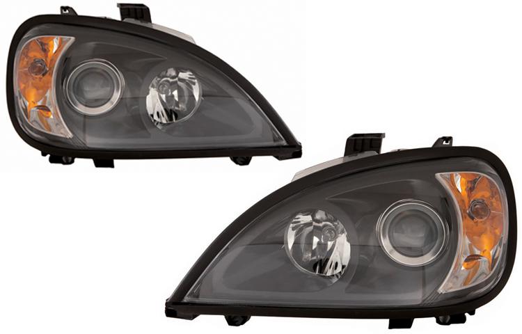 Depo pair euro style black projector headlights 96-11 freightliner columbia