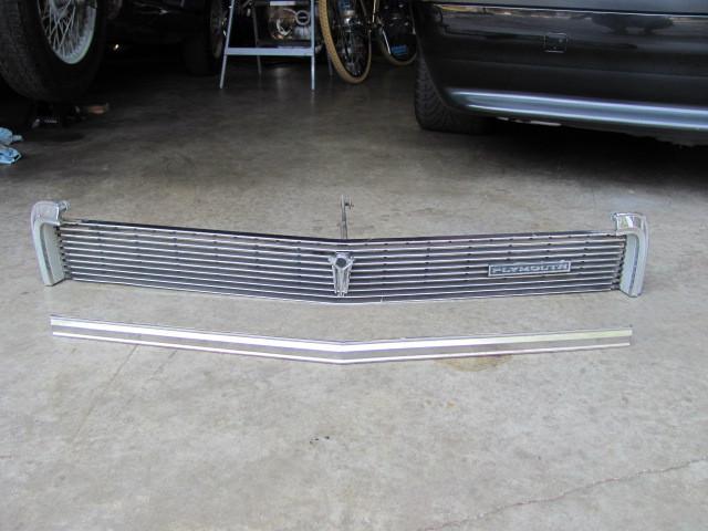 1973 plymouth fury grill grille and hood trim oem chrome, good shape!!