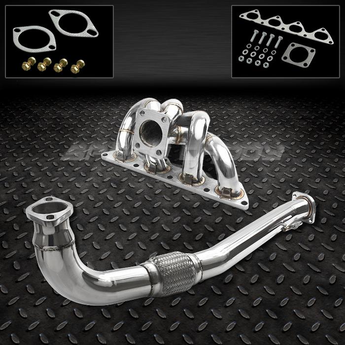 T3/t4 racing turbo manifold+downpipe exhaust 90-94 mit eclipse/eagle talon 4g63t