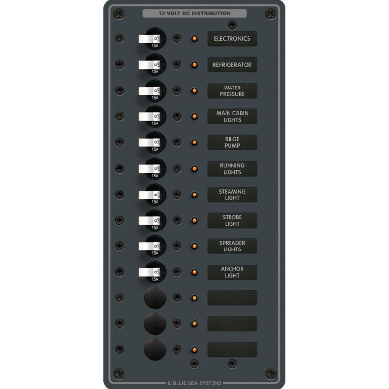 Blue sea 8376 panel dc 13 position vertical