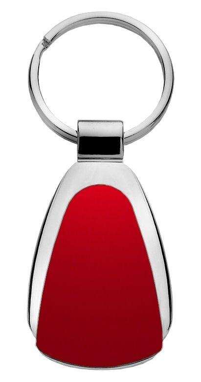 Plain simple red tear drop metal key chain ring tag key fob logo lanyard