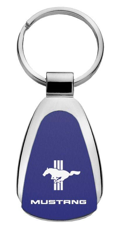 Ford mustang blue blue tear drop metal key chain ring tag key fob logo lanyard