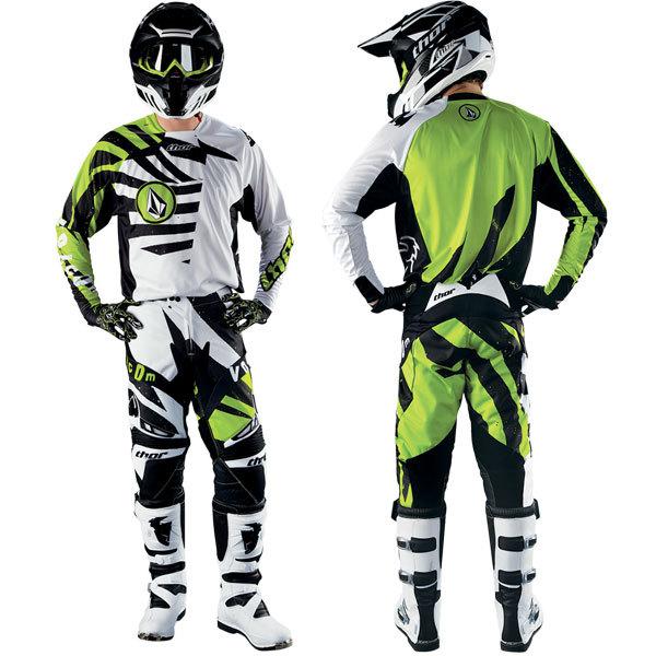 2013 thor core volcom gear combo pant-36 jersey-x-large green black mx gear