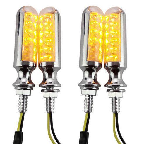 4pcs universal clear led chrome small rear turn signal blinker lights motorcycle