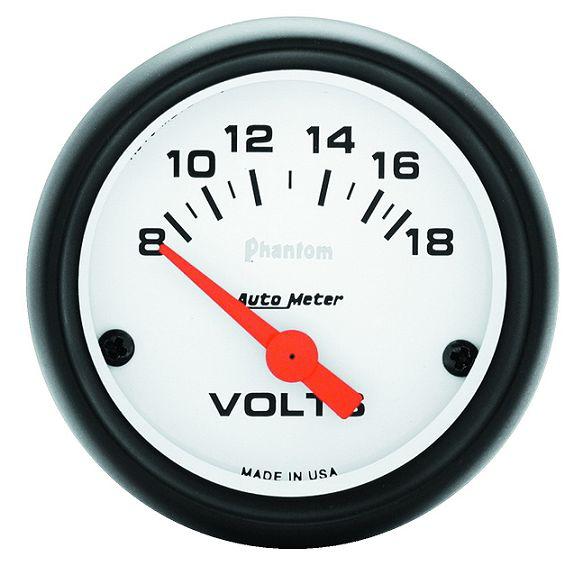 Auto meter 5791 phantom 2 1/16" electric voltmeter gauge 8-18 volts