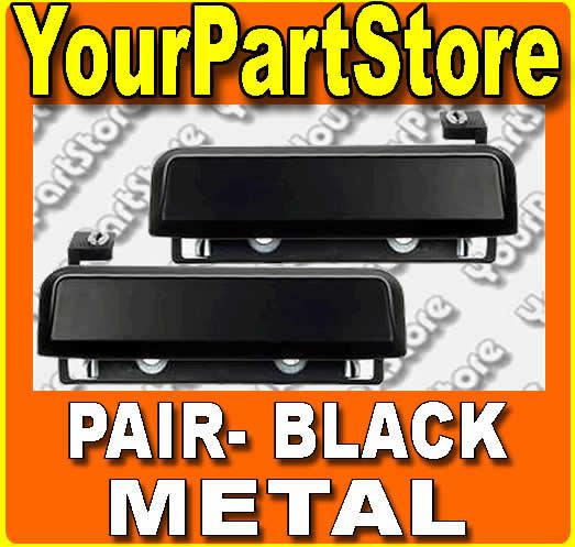 Pair outside exterior door handle handles black metal