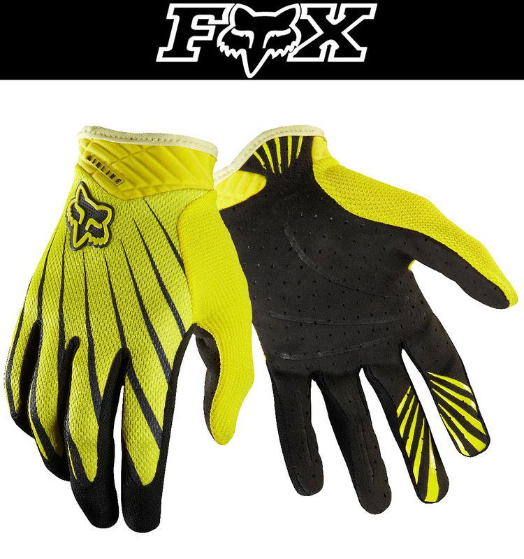 Fox racing airline yellow black dirt bike gloves motocross mx atv 2014