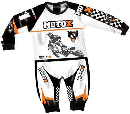 Smooth industries playwear moto x baby poly 1pc pajamas,black/white,18-24 months
