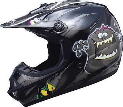 Gmax gm46x-1 kritter ii/2 offroad/motocross youth helmet,silver/black,small/sm