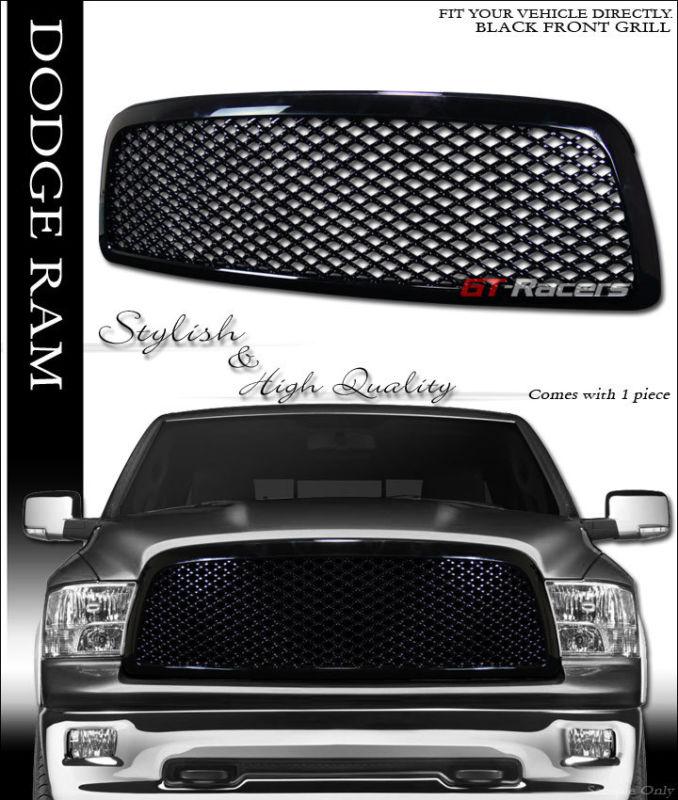 Euro blk sport style mesh front hood bumper grill grille 1p 09-12 dodge ram 1500