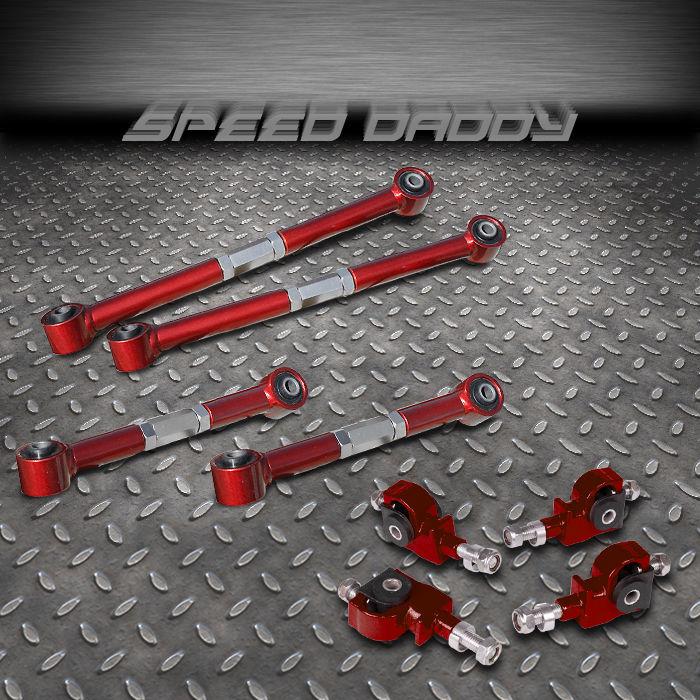 Suspension red rear lower+upper control arm+front camber kit 90-97 honda accord