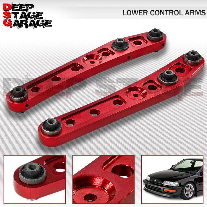 88-95 honda civic crx lx 2-pc high strength rear lower control arms camber red