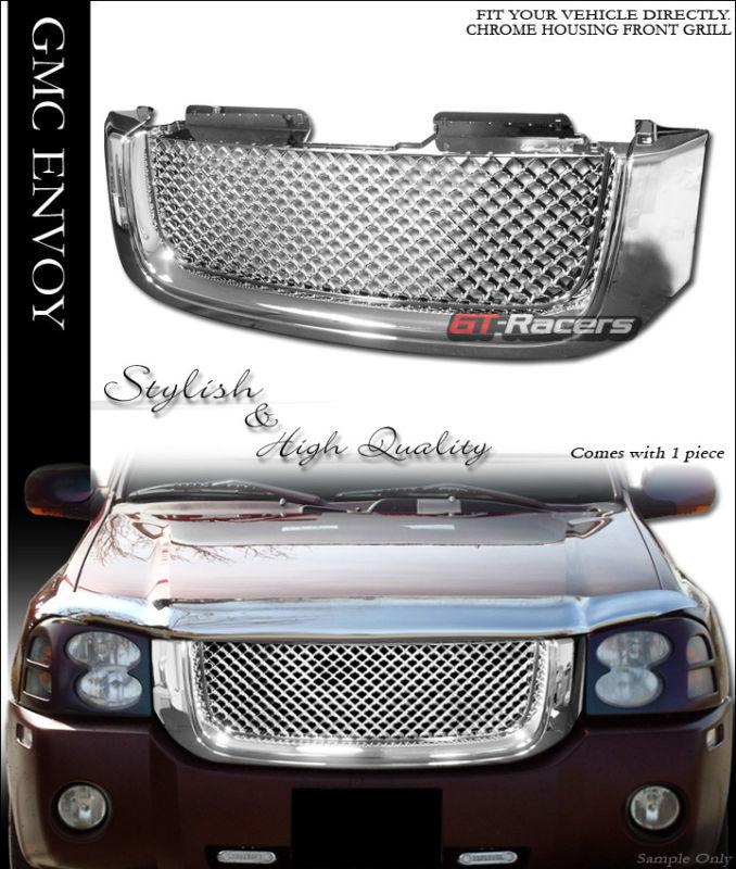 Chrome luxury vip mesh front hood bumper grill grille abs 2002-2008 gmc envoy