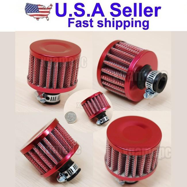 Universal fit 12mm bottom aperture air crankcase vent breather filter (red)