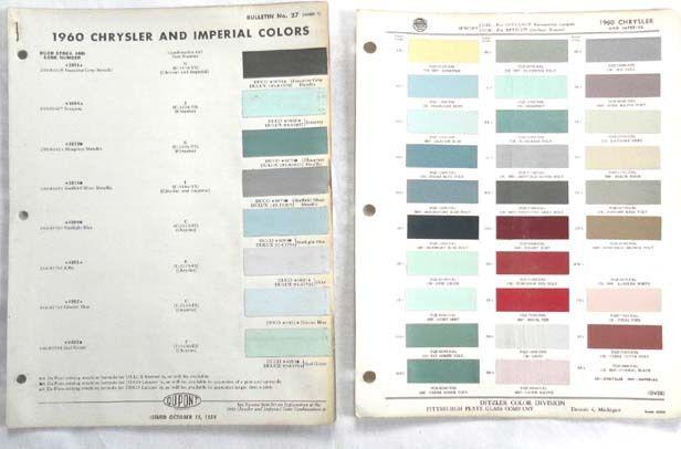 1960 chrysler dupont and ppg color paint chip chart all models original mopar 