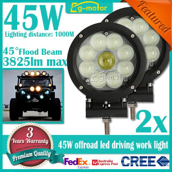 2x 45w 9x5w cree flood beam led work light bar offroad car jeep 4wd truck ip68 