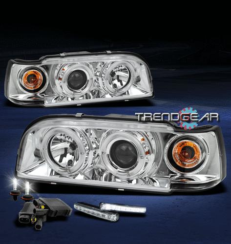 93-97 volvo 850 halo chrome projector head light lamp w/drl led signal+6000k hid