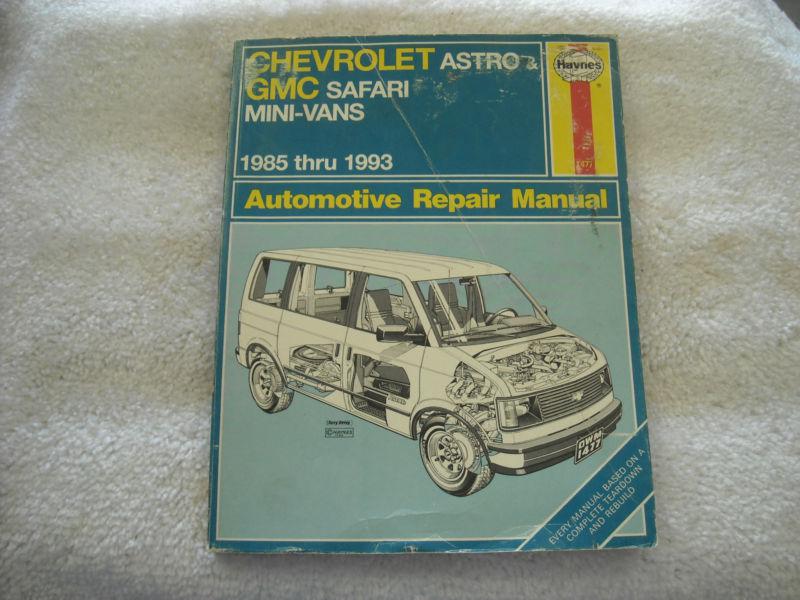 Chevrolet astro gmc safari mini-vans 85-93 repair manual (good condition) used