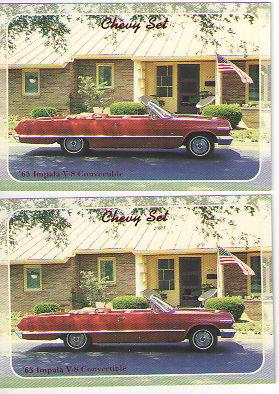 1963 chevy impala convertible baseball card sized cards - lot of 2 - must see !!