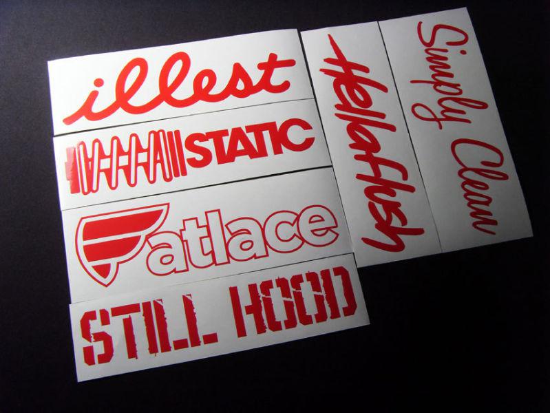 6 simply fatlace illest still static hellaflush stickers decals 7 inchs red*sco