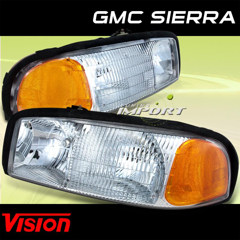 Gmc 99-01 sierra sl sle slt new vision replacement left right headlights lamp