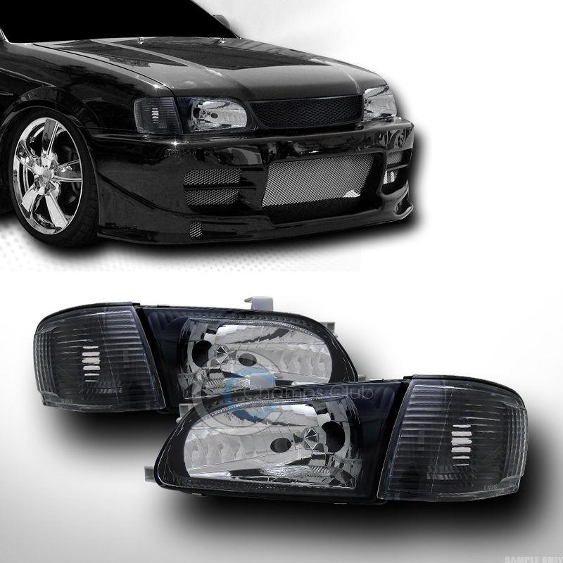 Jdm black clear head lights w/signal parking corner lamps jy 95-98 toyota tercel