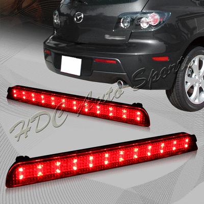 2004-2009 mazda 3 mazdaspeed3 red len led rear bumper reflector brake light lamp