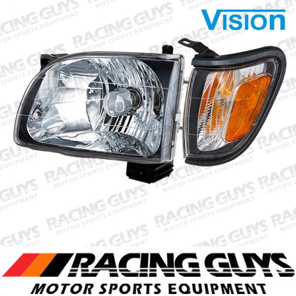 Driver lt head light clear lense corner signal+grey bezel 01-04 toyota tacoma