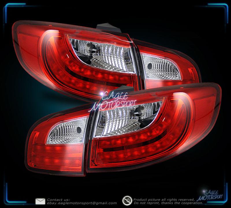 Red clear led tail lights brake stop lamps assembly for 07-11 santa fe gl/gls/se