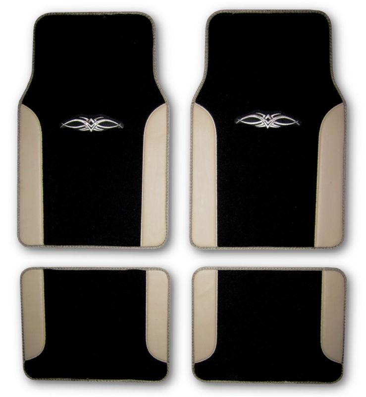 Cpr racing beige tan black car truck suv embroidered universal floor mats m