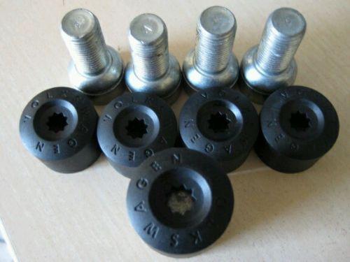 Volkswagen wheel bolt lock set lockable lug dust cap locks bolts lugs oem vw 