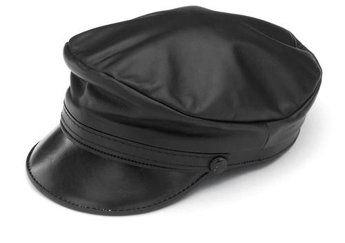 New river road flat top leather cap/hat headgear, black, med/md