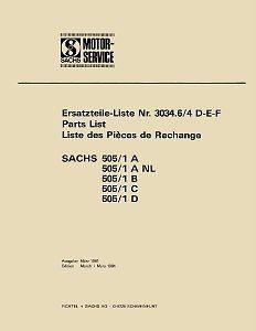 Sachs engine 505/1 a, anl, b, c & d parts book 1981