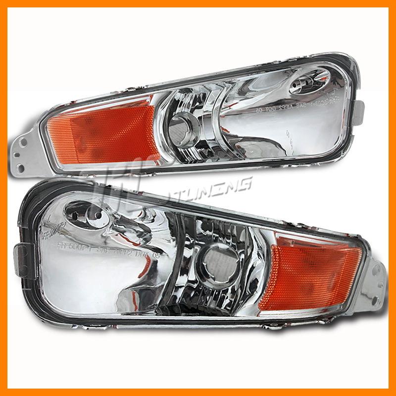 Amber signal bumper lights lamps pair set clear chrome