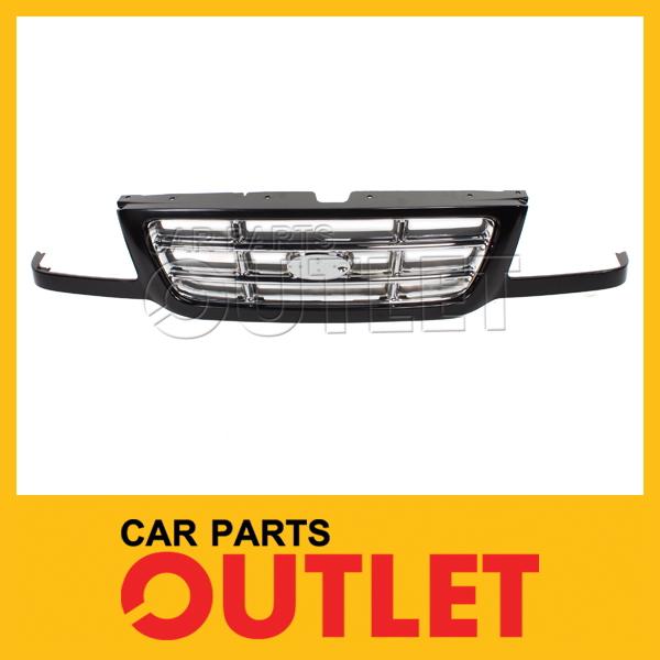 2001-2003 ford ranger dark gray painted plastic grille chrome bar insert xl/edge