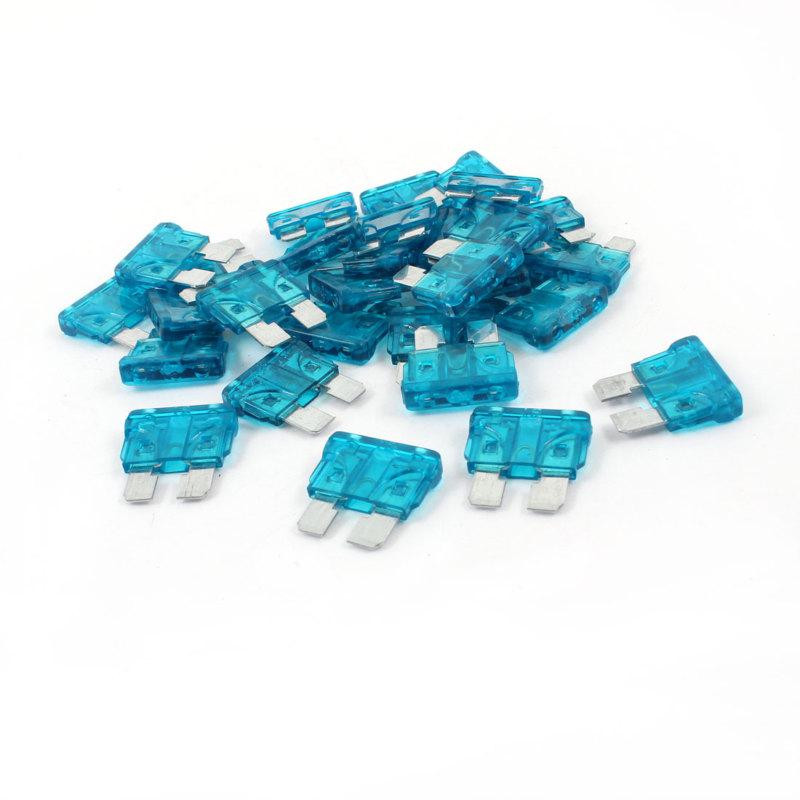 30 pcs 15amp 15a teal blue body two prong blade plug-in atc fuses