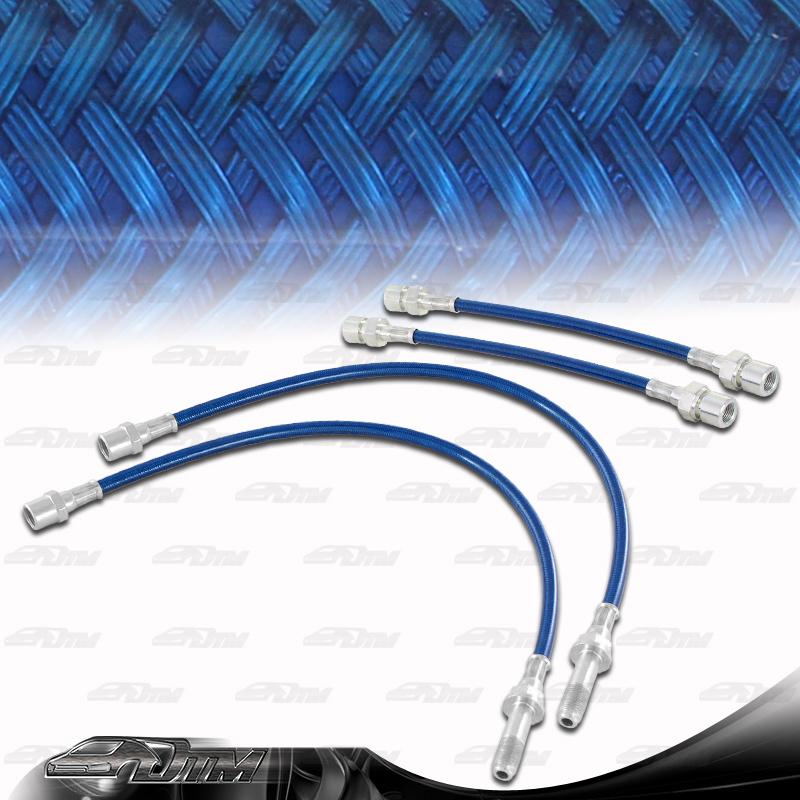 1993-1998 volkswagen jetta / golf front & rear stainless steel brake lines blue