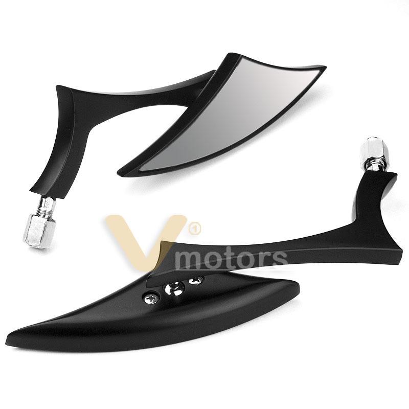 2x black aluminum spear side mirror for cruiser bike harley sportster softail