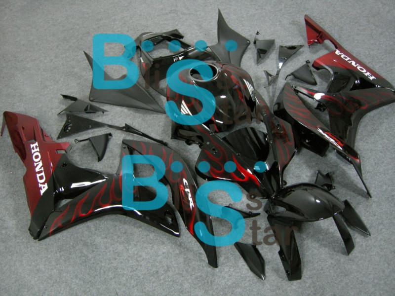 Fairing red flame black abs bodywork fit cbr 600 rr cbr600rr 2007-2008 9 w8