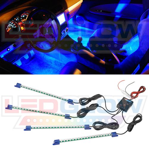 Ledglow 4pc blue led interior underseat underdash neon lights kit w sound modes