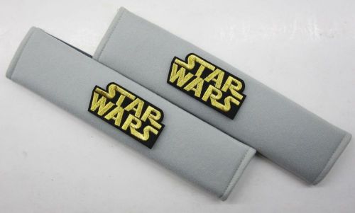 1 pair x car comfortable seat belt shoulder pads cover / star wars logo grey