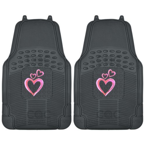 Pink hearts pvc ridged diamond rubber mats 2 piece